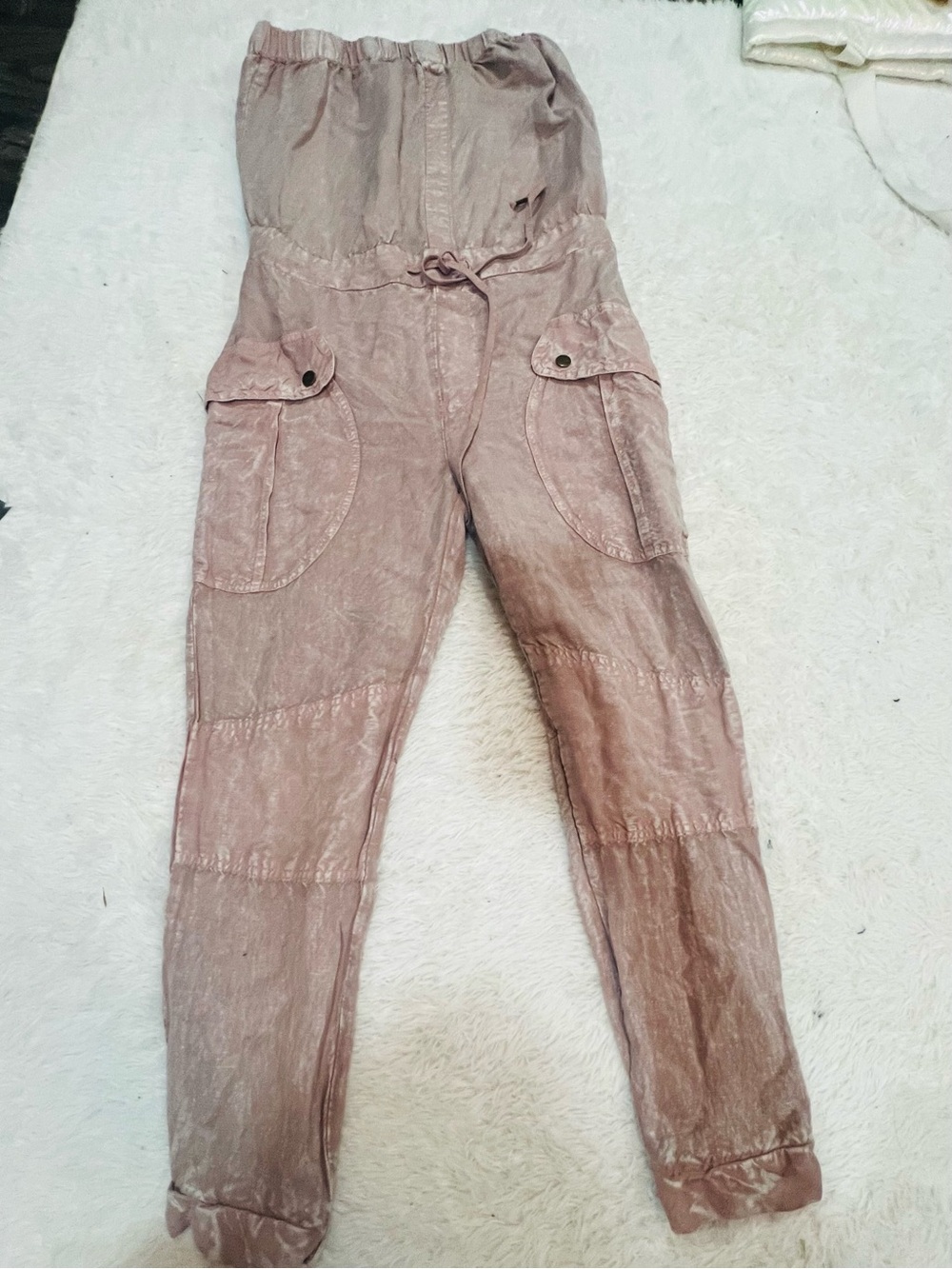 Strapless Cargo Jumpsuit in Dusty Mauve